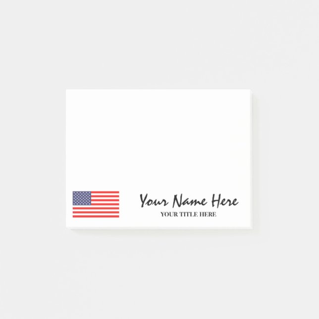 Post-it® Nom et titre personnalisés drapeau patriotique amé (Devant)