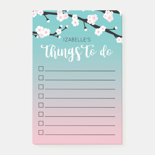 Post-it® Nom fait sur commande d'Ombre | de fleur de cerise (Devant)