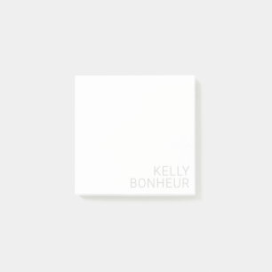 Post-it® Nom gris clair moderne en blanc
