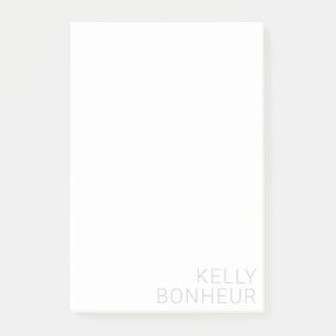 Post-it® Nom gris clair moderne en blanc