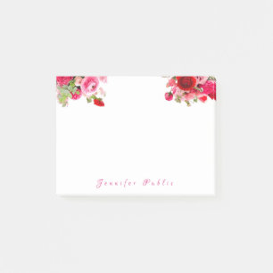 Post-it® Nom manuscrit Texte Aquarelle Roses Floral