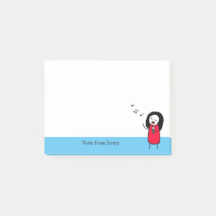 Post-it® Nom mignon d'illustration de musique de fille de