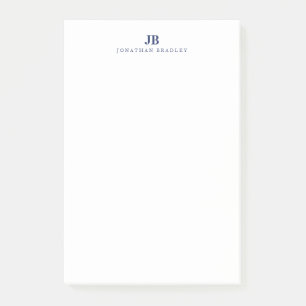 Post-it® Nom monogramme minimaliste à deux lettres bleu mar