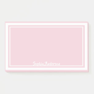 Post-it® Nom monogramme rose blanc pastel