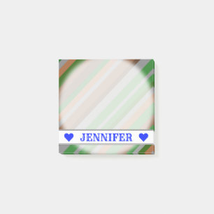 Post-it® Nom personnalisable - rayures de vert, de brun et