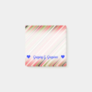 Post-it® Nom personnalisable ; Rayures Pastèque-Inspirées