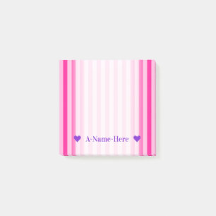 Post-it® Nom personnalisable + Rayures rose-clair et