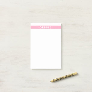 Post-it® Nom personnalisé bandes horizontales rose et blanc