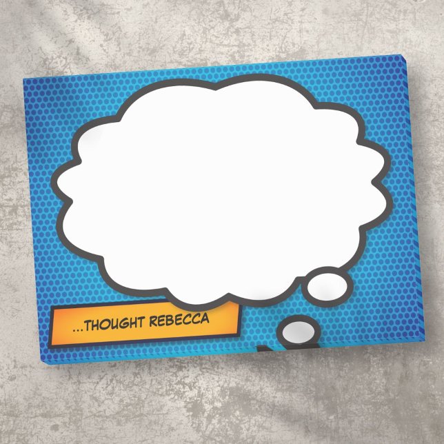 Post-it® Nom personnalisé Bulle de pensée Bande dessinée dr (Custom Name Think Bubble Fun Comic Book Post-it Notes)