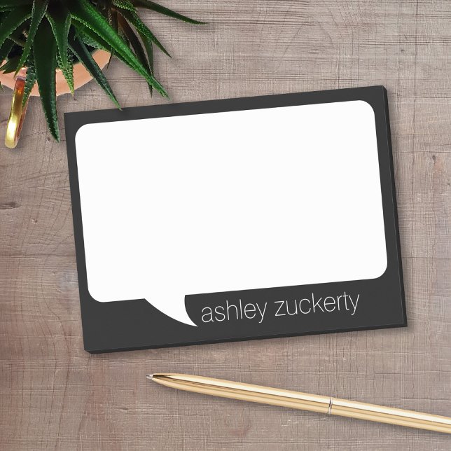 Post-it® Nom personnalisé de la bulle Talk et couleur arriè (Personalized post it notes with low quantity. Add your personal touch.)
