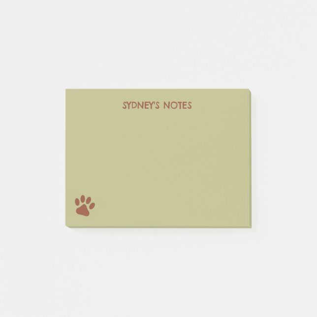 Post-it® Nom personnalisé de patte chien Brown (Devant)