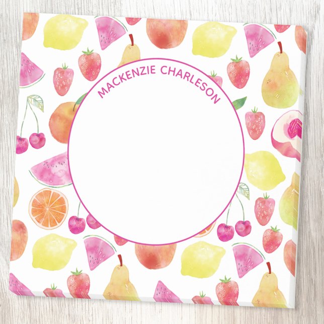 Post-it® Nom personnalisé du fruit Watecolor (Watercolor fruit personalized name post it notes)