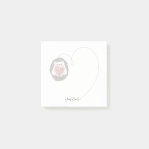 Post-it® Nom personnalisé du hérisson Notes de coeur