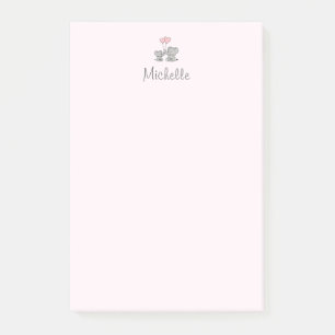 Post-it® Nom personnalisé Éléphant Maman & Bébé Rose