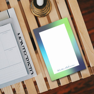 Post-it® Nom personnalisé holographique bleu vert turquoise