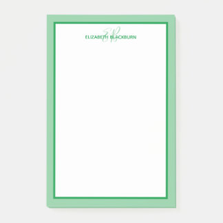 Post-it® Nom personnalisé Initiales monogrammes Vert