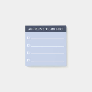 Post-it® Nom personnalisé Liste de tâches bleu marine