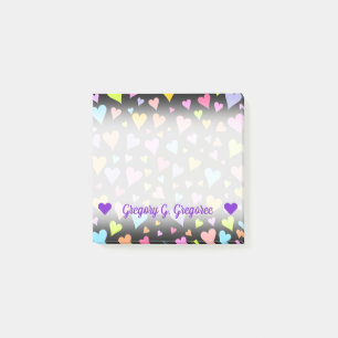 Post-it® Nom personnalisé; Motif des Coeurs amusants, amou