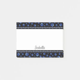 Post-it® Nom personnalisé, pattes de chien de parties scint