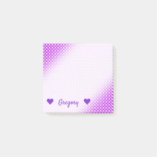 Post-it® Nom personnalisé + Points/motif pourpres de