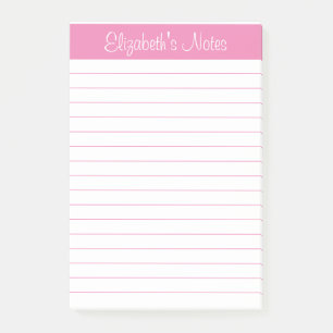 Post-it® Nom rose clair simple et élégant lié Personnali
