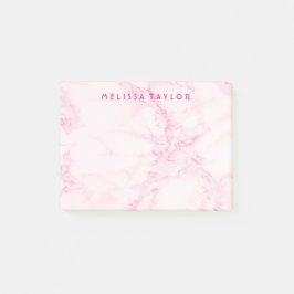 Post-it® Nom rose pâle marbre monogramme