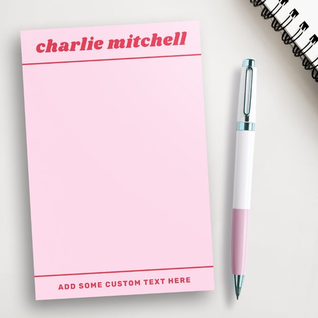 Post-it® Nom rouge rose (Pink red retro name post-it notes)