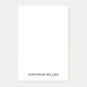 Post-it® Nom typographique simple noir blanc personnalisé