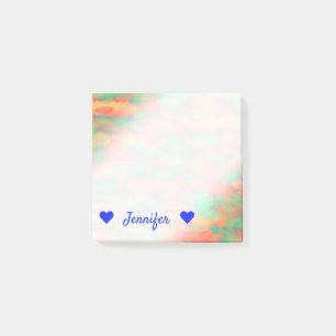 Post-it® Nom + Vert, rouge Aquarelle-Comme le motif