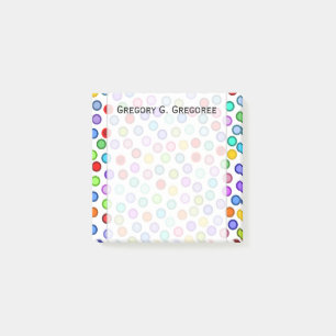 Post-it® Nombreux cercles colorés + Note de nom personnali