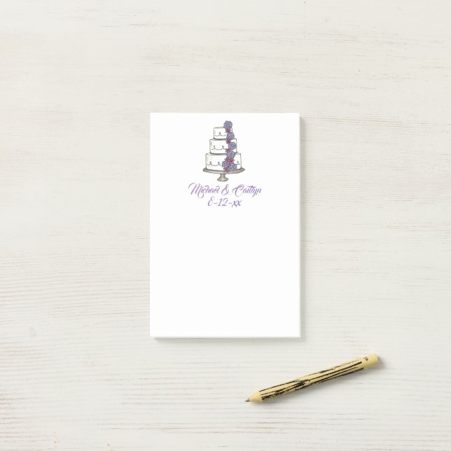 Post-it® Noms de date de gâteau Mariage personnalisé Publie (Sur un bureau)