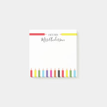 Note au crayon arc-en-ciel de l'enseignant