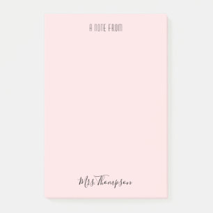 Post-it® Note De L'Enseignant Blush Pink Nom Publier Des No