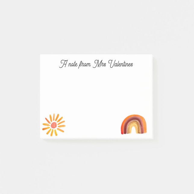 Post-it® Note de l'enseignant Boho Bohemian Watercolor (Devant)