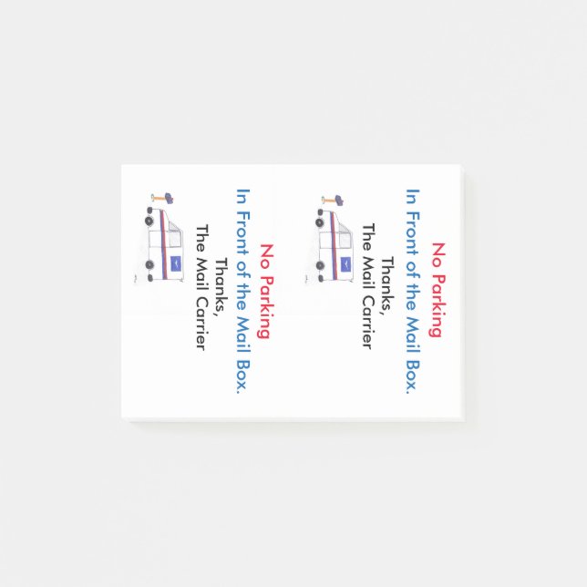 POST-IT® NOTE DE POST-IT POSTALE DE "STATIONNEMENT (Devant)