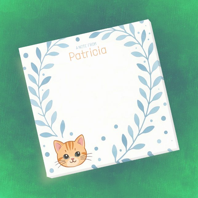 Post-it® Note du nom personnalisé avec chaton orange adorab (🐱 Make every note purr-sonal! 💙)