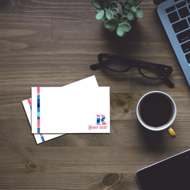 Post-it® Note initiale monogramme R dégradé bleu corail (Créateur téléchargé)