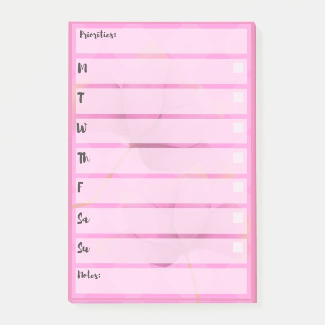 Post-it® Note Pink Post-It Simple Weekly Planner (Devant)