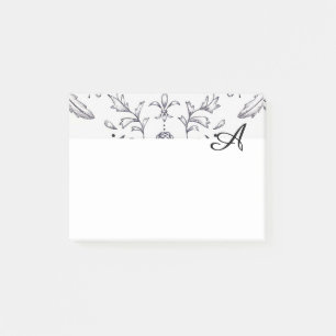 Post-it Notepad Damask noir et blanc Personnalisé