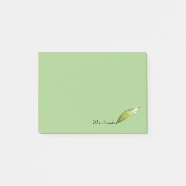 Post-it Notepad - Green Feather Pen Post-it Klebezettel (Vorderseite)