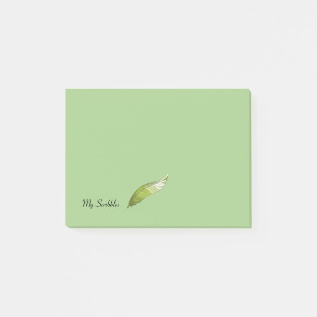Post-it Notepad - Green Feather Pen Post-it Klebezettel (Vorderseite)