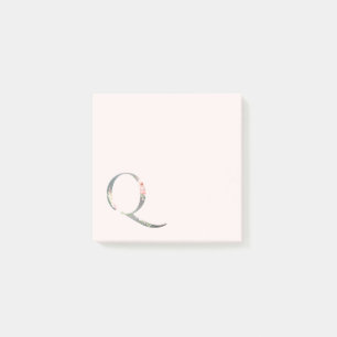 Post-it® Notes à monogramme lettre florale "Q"