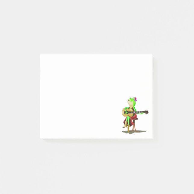Post-it® Notes adhésives drôles avec grenouille jouant de l (Devant)