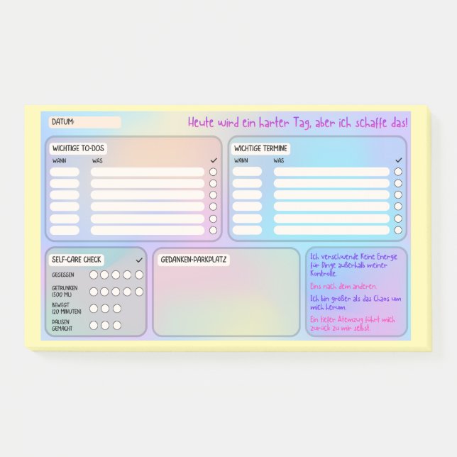 Post-it® Notes adhésives structurées pour le focus et l'aut (Devant)