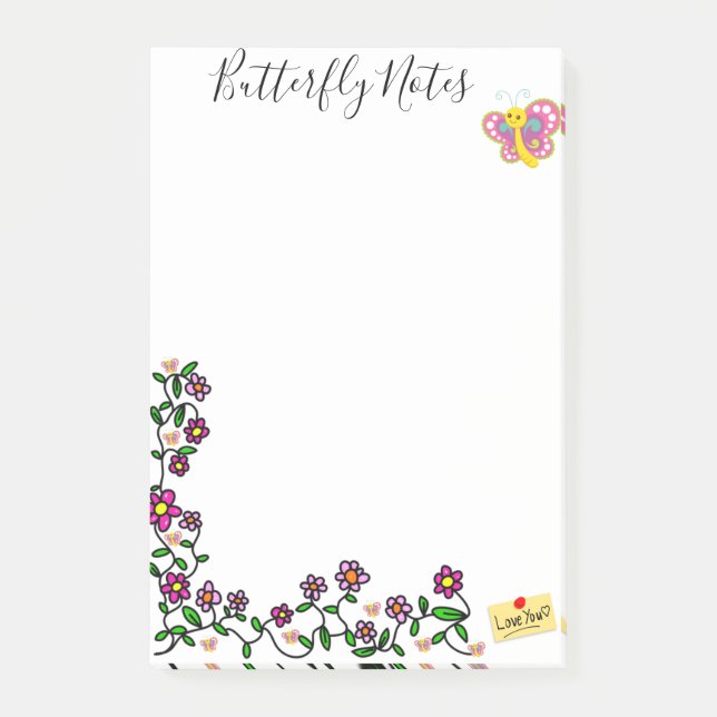 Post-it-Notes Butterfly Floral Post-it Klebezettel (Vorderseite)