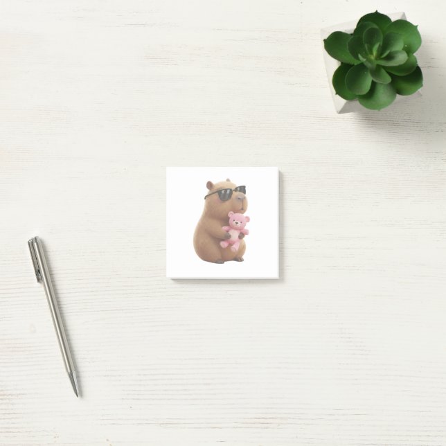 Post-it Notes Capybara Mignon qui Sert un Ours en  (Bureau)