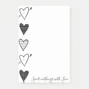 Post-it Notes Cœurs Noirs Douce Nuit avec Amour
