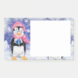 Post-it® Notes collantes de Noël Petit pingouin avec cadeau