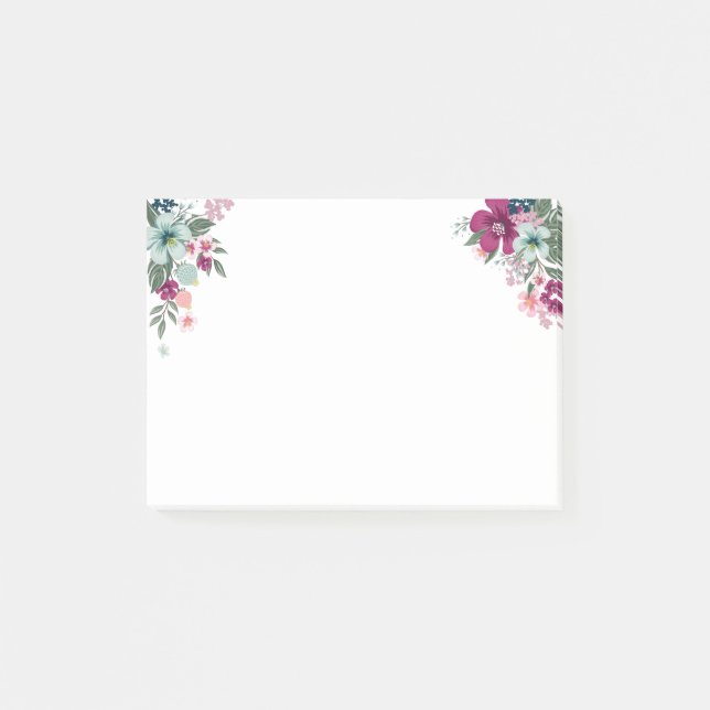 Post-it® Notes collantes Fleurs tropicales en blanc (Devant)