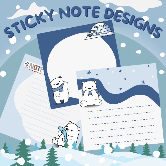 Post-it® Notes collantes/Notes postales Design Polar Bear T (Sticky Notes/Post-it Notes/Memopad Design Polar Bear Theme)
